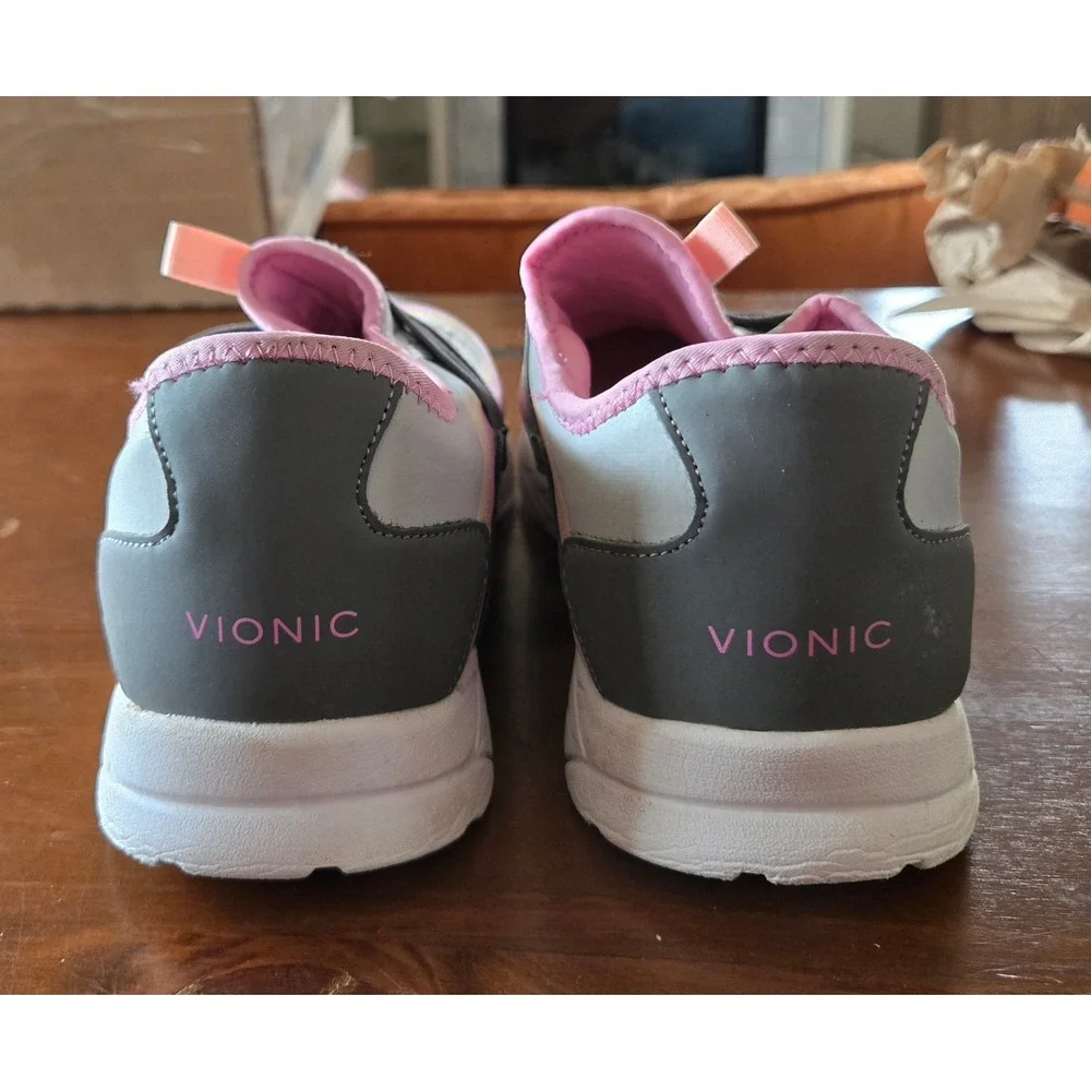 Vionic Vayda Womens 9 Wide Pink Grey Slip On Walking Sneakers Orthotic Shoes